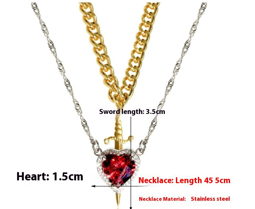 Heart & Sword Love Necklace